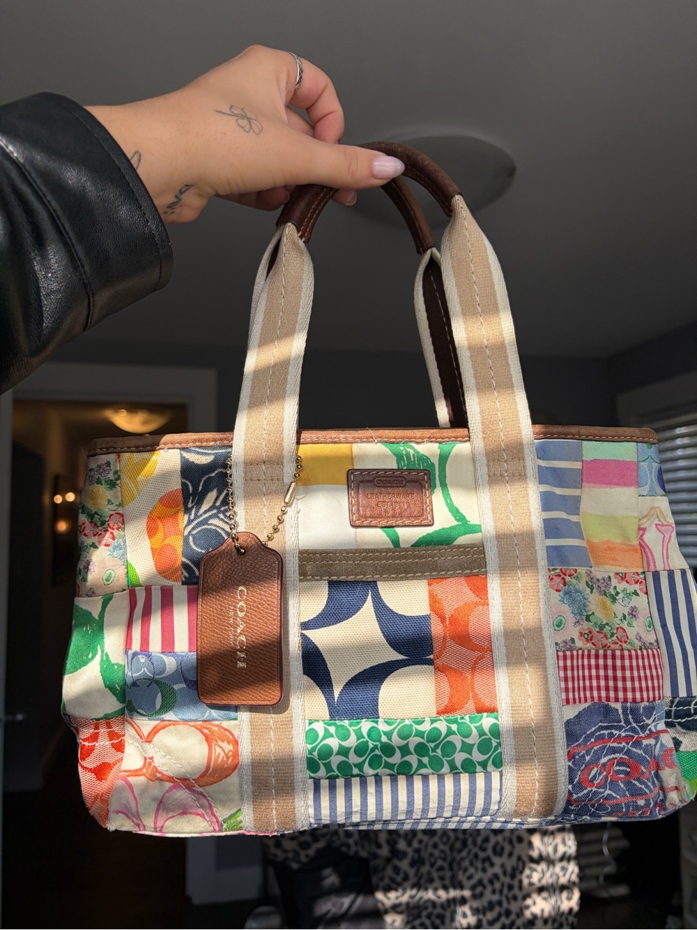Vintage Coach hamptons patchwork tote